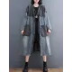 Artistic Retro Denim Long Sleeves Loose Tied Split-Joint Trench Outerwear Artistic Retro Denim Long Sleeves Loose Tied Split-Joint Trench Outerwear