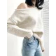 Casual Loose Long Sleeves Solid Color Off-The-Shoulder Sweater Tops Casual Loose Long Sleeves Solid Color Off-The-Shoulder Sweater Tops