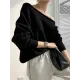 Casual Loose Long Sleeves Solid Color Off-The-Shoulder Sweater Tops Casual Loose Long Sleeves Solid Color Off-The-Shoulder Sweater Tops