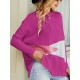 Contrast Color Batwing Sleeves Long Sleeves Round-Neck Sweater Tops Pullovers Knitwear Contrast Color Batwing Sleeves Long Sleeves Round-Neck Sweater Tops Pullovers Knitwear