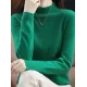 Office Long Sleeves Solid Color High-Neck Sweater Tops Pullovers Office Long Sleeves Solid Color High-Neck Sweater Tops Pullovers