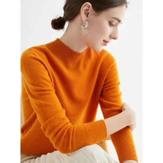 Office Long Sleeves Solid Color High-Neck Sweater Tops Pullovers Office Long Sleeves Solid Color High-Neck Sweater Tops Pullovers