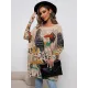 Cartoon Printed Contrast Color Long Sleeves Loose Round-neck Sweater Tops Cartoon Printed Contrast Color Long Sleeves Loose Round-neck Sweater Tops