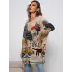 Cartoon Printed Contrast Color Long Sleeves Loose Round-neck Sweater Tops Cartoon Printed Contrast Color Long Sleeves Loose Round-neck Sweater Tops