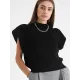 Casual Cap Sleeve Solid Color High-Neck Sweater Tops Pullovers Casual Cap Sleeve Solid Color High-Neck Sweater Tops Pullovers