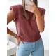 Casual Cap Sleeve Solid Color High-Neck Sweater Tops Pullovers Casual Cap Sleeve Solid Color High-Neck Sweater Tops Pullovers