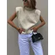 Casual Cap Sleeve Solid Color High-Neck Sweater Tops Pullovers Casual Cap Sleeve Solid Color High-Neck Sweater Tops Pullovers