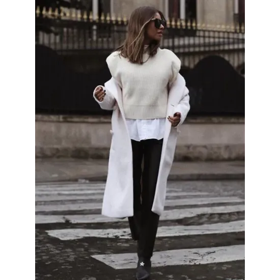 Casual Cap Sleeve Solid Color High-Neck Sweater Tops Pullovers Casual Cap Sleeve Solid Color High-Neck Sweater Tops Pullovers