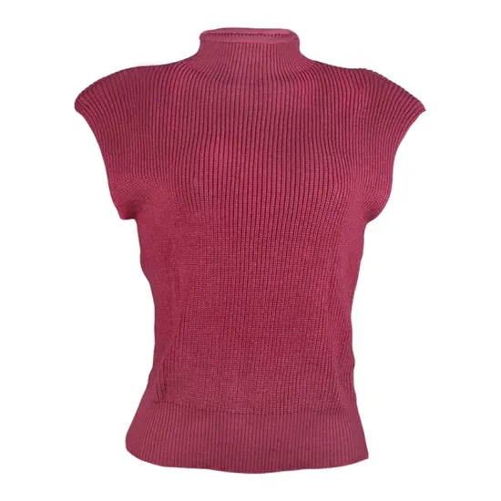 Casual Cap Sleeve Solid Color High-Neck Sweater Tops Pullovers Casual Cap Sleeve Solid Color High-Neck Sweater Tops Pullovers