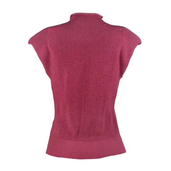 Casual Cap Sleeve Solid Color High-Neck Sweater Tops Pullovers Casual Cap Sleeve Solid Color High-Neck Sweater Tops Pullovers