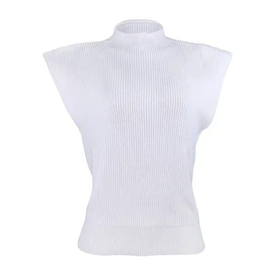 Casual Cap Sleeve Solid Color High-Neck Sweater Tops Pullovers Casual Cap Sleeve Solid Color High-Neck Sweater Tops Pullovers