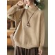 Vintage Long Sleeves Loose Solid Color High-Neck Sweater Tops Vintage Long Sleeves Loose Solid Color High-Neck Sweater Tops