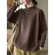 Vintage Long Sleeves Loose Solid Color High-Neck Sweater Tops Vintage Long Sleeves Loose Solid Color High-Neck Sweater Tops