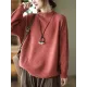 Vintage Long Sleeves Loose Solid Color High-Neck Sweater Tops Vintage Long Sleeves Loose Solid Color High-Neck Sweater Tops