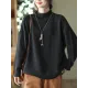 Vintage Long Sleeves Loose Solid Color High-Neck Sweater Tops Vintage Long Sleeves Loose Solid Color High-Neck Sweater Tops