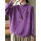 Vintage Long Sleeves Loose Solid Color High-Neck Sweater Tops Vintage Long Sleeves Loose Solid Color High-Neck Sweater Tops
