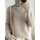 Casual Long Sleeves Loose Solid Color High-Neck Sweater Tops Casual Long Sleeves Loose Solid Color High-Neck Sweater Tops