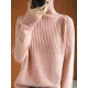 Casual Long Sleeves Loose Solid Color High-Neck Sweater Tops Casual Long Sleeves Loose Solid Color High-Neck Sweater Tops