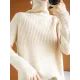 Casual Long Sleeves Loose Solid Color High-Neck Sweater Tops Casual Long Sleeves Loose Solid Color High-Neck Sweater Tops