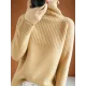 Casual Long Sleeves Loose Solid Color High-Neck Sweater Tops Casual Long Sleeves Loose Solid Color High-Neck Sweater Tops
