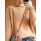 Casual Long Sleeves Loose Solid Color High-Neck Sweater Tops Casual Long Sleeves Loose Solid Color High-Neck Sweater Tops