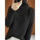 Casual Long Sleeves Loose Solid Color High-Neck Sweater Tops Casual Long Sleeves Loose Solid Color High-Neck Sweater Tops