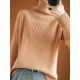 Casual Long Sleeves Loose Solid Color High-Neck Sweater Tops Casual Long Sleeves Loose Solid Color High-Neck Sweater Tops