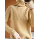 Casual Long Sleeves Loose Solid Color High-Neck Sweater Tops Casual Long Sleeves Loose Solid Color High-Neck Sweater Tops