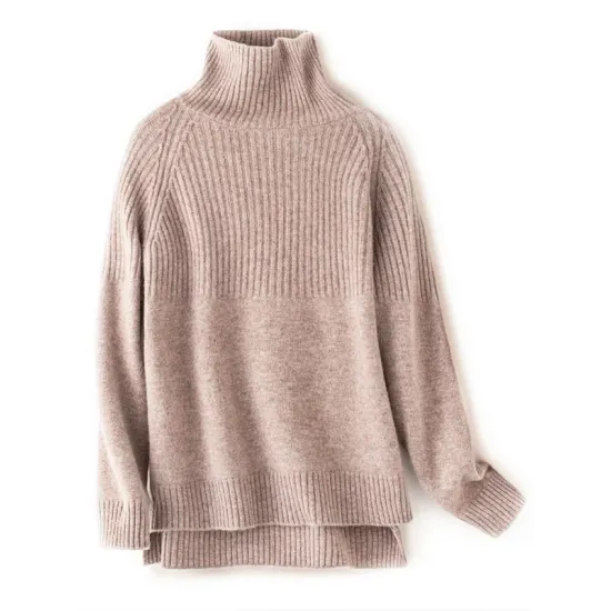 Casual Long Sleeves Loose Solid Color High-Neck Sweater Tops Casual Long Sleeves Loose Solid Color High-Neck Sweater Tops