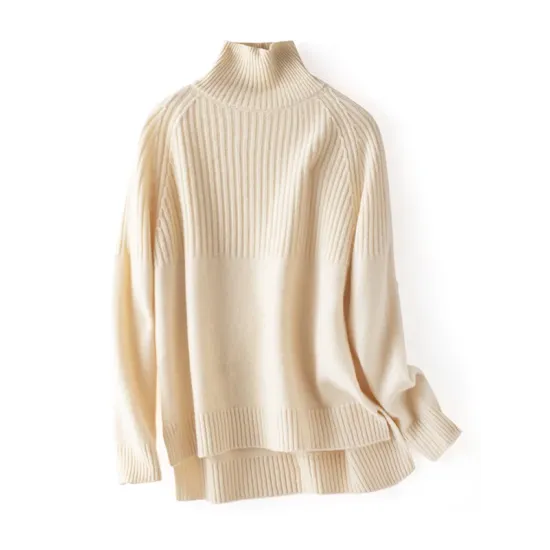 Casual Long Sleeves Loose Solid Color High-Neck Sweater Tops Casual Long Sleeves Loose Solid Color High-Neck Sweater Tops