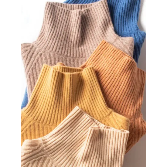 Casual Long Sleeves Loose Solid Color High-Neck Sweater Tops Casual Long Sleeves Loose Solid Color High-Neck Sweater Tops
