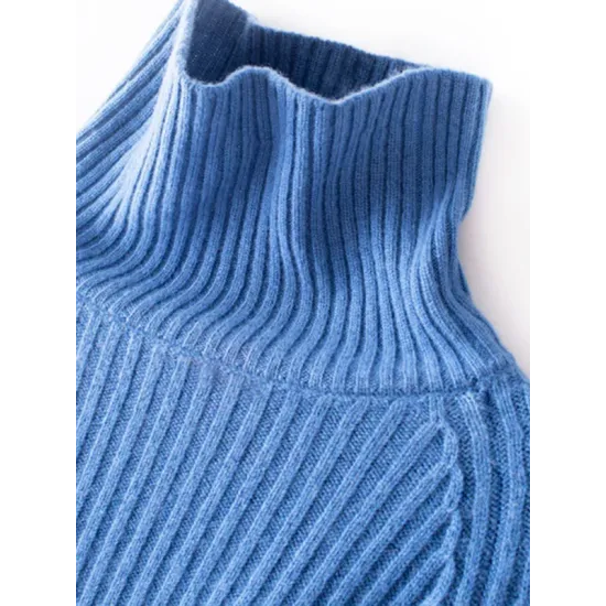 Casual Long Sleeves Loose Solid Color High-Neck Sweater Tops Casual Long Sleeves Loose Solid Color High-Neck Sweater Tops