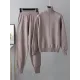 Casual Solid Long Sleeves High-Neck Sweater Tops & Drawstring Wide Leg Pants Suits Casual Solid Long Sleeves High-Neck Sweater Tops & Drawstring Wide Leg Pants Suits
