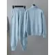 Casual Solid Long Sleeves High-Neck Sweater Tops & Drawstring Wide Leg Pants Suits Casual Solid Long Sleeves High-Neck Sweater Tops & Drawstring Wide Leg Pants Suits
