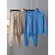 Casual Solid Long Sleeves High-Neck Sweater Tops & Drawstring Wide Leg Pants Suits Casual Solid Long Sleeves High-Neck Sweater Tops & Drawstring Wide Leg Pants Suits