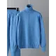 Casual Solid Long Sleeves High-Neck Sweater Tops & Drawstring Wide Leg Pants Suits Casual Solid Long Sleeves High-Neck Sweater Tops & Drawstring Wide Leg Pants Suits