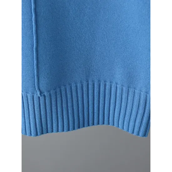 Casual Solid Long Sleeves High-Neck Sweater Tops & Drawstring Wide Leg Pants Suits Casual Solid Long Sleeves High-Neck Sweater Tops & Drawstring Wide Leg Pants Suits