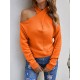 Casual Long Sleeves Solid Color Halter-Neck Sweater Tops Casual Long Sleeves Solid Color Halter-Neck Sweater Tops