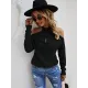 Casual Long Sleeves Solid Color Halter-Neck Sweater Tops Casual Long Sleeves Solid Color Halter-Neck Sweater Tops