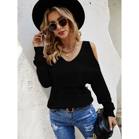 Casual Long Sleeves Solid Color Halter-Neck Sweater Tops Casual Long Sleeves Solid Color Halter-Neck Sweater Tops