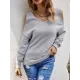 Casual Long Sleeves Solid Color Halter-Neck Sweater Tops Casual Long Sleeves Solid Color Halter-Neck Sweater Tops