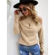 Casual Long Sleeves Solid Color Halter-Neck Sweater Tops Casual Long Sleeves Solid Color Halter-Neck Sweater Tops