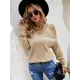 Casual Long Sleeves Solid Color Halter-Neck Sweater Tops Casual Long Sleeves Solid Color Halter-Neck Sweater Tops