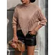 Solid Color Tasseled Long Sleeves Loose High-neck Sweater Tops Pullovers Knitwear Solid Color Tasseled Long Sleeves Loose High-neck Sweater Tops Pullovers Knitwear