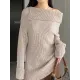 Solid Color Long Sleeves Loose Off-the-shoulder Sweater Pullovers Knitwear Solid Color Long Sleeves Loose Off-the-shoulder Sweater Pullovers Knitwear