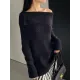 Solid Color Long Sleeves Loose Off-the-shoulder Sweater Pullovers Knitwear Solid Color Long Sleeves Loose Off-the-shoulder Sweater Pullovers Knitwear