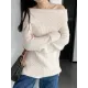 Solid Color Long Sleeves Loose Off-the-shoulder Sweater Pullovers Knitwear Solid Color Long Sleeves Loose Off-the-shoulder Sweater Pullovers Knitwear