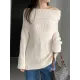 Solid Color Long Sleeves Loose Off-the-shoulder Sweater Pullovers Knitwear Solid Color Long Sleeves Loose Off-the-shoulder Sweater Pullovers Knitwear
