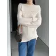 Solid Color Long Sleeves Loose Off-the-shoulder Sweater Pullovers Knitwear Solid Color Long Sleeves Loose Off-the-shoulder Sweater Pullovers Knitwear