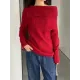 Solid Color Long Sleeves Loose Off-the-shoulder Sweater Pullovers Knitwear Solid Color Long Sleeves Loose Off-the-shoulder Sweater Pullovers Knitwear